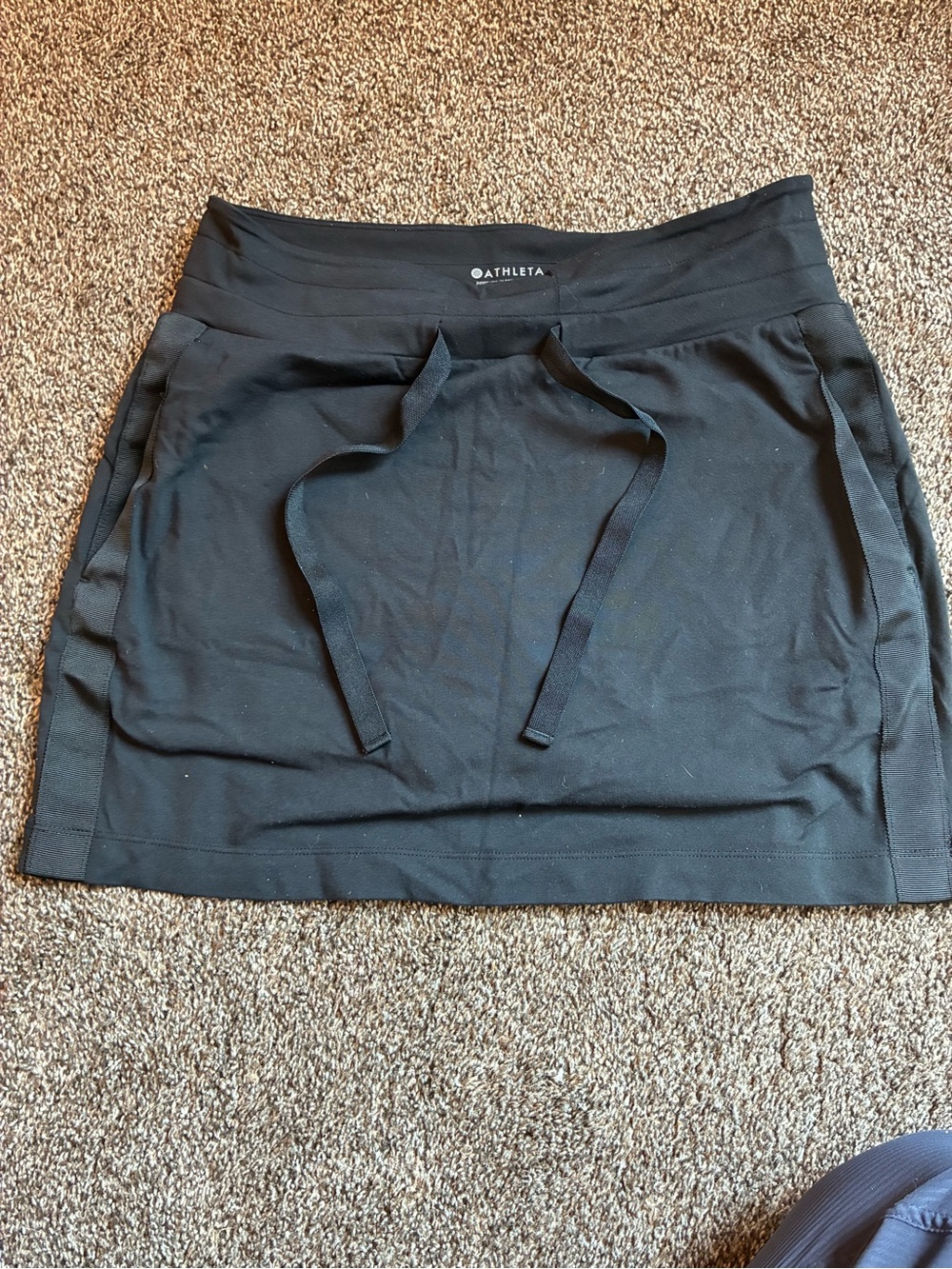 Athleta Black Drawstring Active Skort with Side Pockets